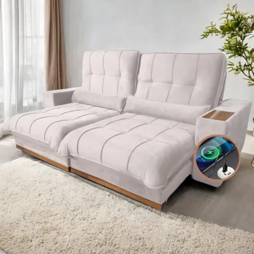 Sofá Retrátil e Reclinável Azarro 2,50m - Entrega Rápida