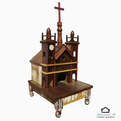 Igrejinha oratório, altar em madeira 