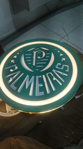 letreiro luminoso redondo palmeiras  novo  37cm futebol logo verdao