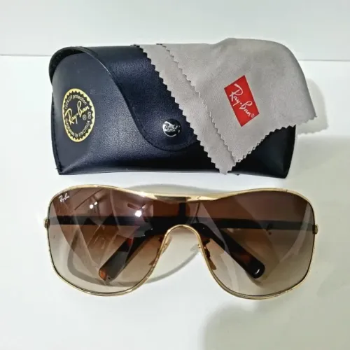 Óculos de sol Ray-Ban Original - Modelo Shield/Máscara (Dourado e Marrom)