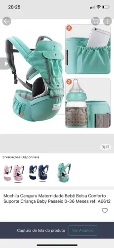 Mochila Canguru Maternidade Bebê Conforto 0-36 Meses