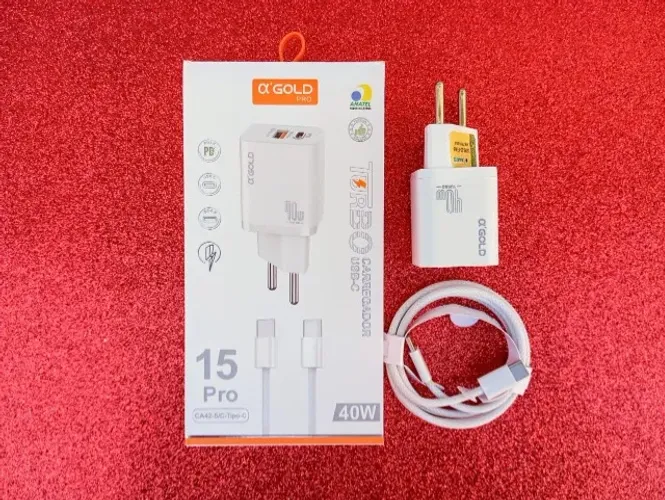 Carregador IPhone 15 Pro Max/15/15 Pro/15 Plus/16 Completo USB C Tipo C 40w