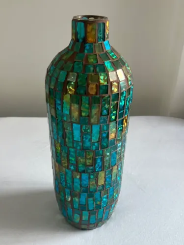 Vaso Decorativo Mosaico Azul e Verde