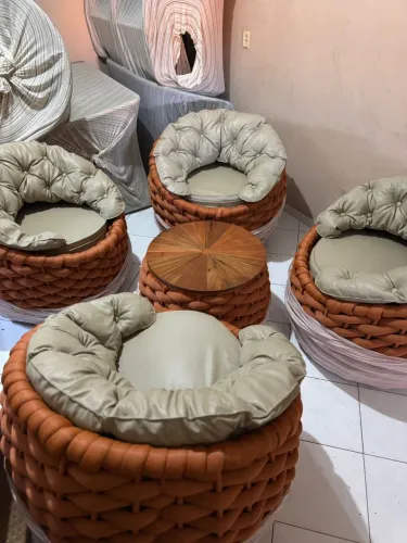 Conjunto de mine chaise em tricô Náutico, disponível em todas as cores