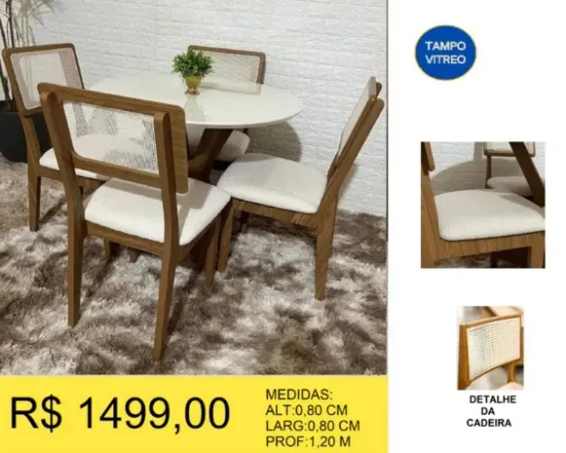 MESA 4 CADEIRAS A PRONTA-ENTREGA 