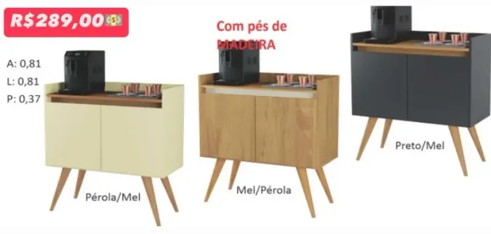 Aparador Multiuso com Pés de Madeira