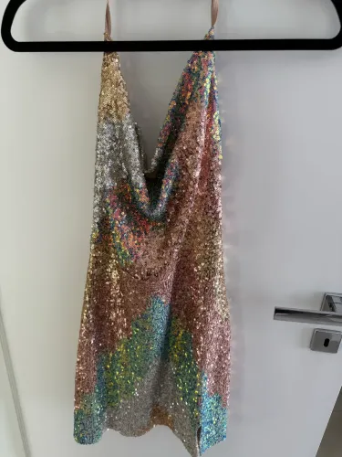 Vestido de festa de Paetê colorido