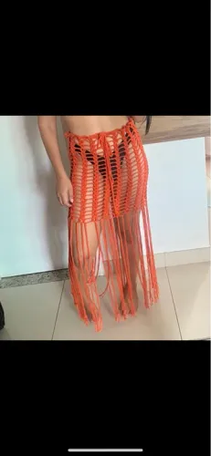 Saia crochê feito a mão 