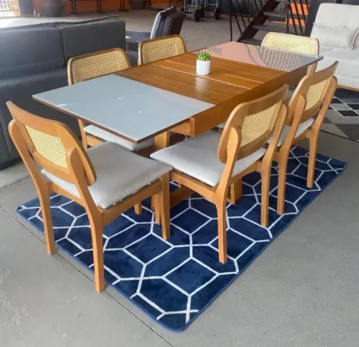 Mesa de Jantar Extensiva 1,10/1,70m com 6 Cadeiras DIVIDIMOS EM ATÉ 10X SEM JUROS