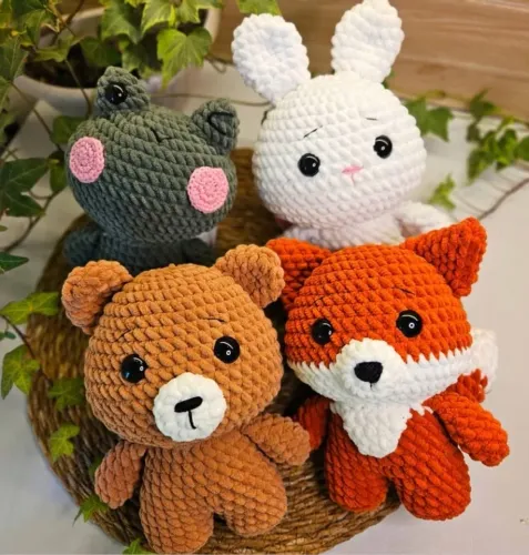 Bichinhos do Bosque Pelúcia Chenille Amigurumi Artesanal Recém Nascido Infantil