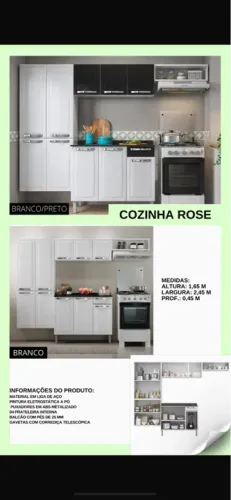 Cozinha rose -Branco e Preto