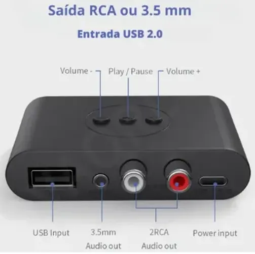 Receptor Digital De Áudio Bluetooth Nfc Cabo P2 Rca Vaorlo