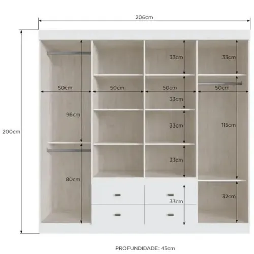 Guarda Roupa Casal Las Vegas 8 Portas 4 Gavetas 100% MDF direto de fábrica!