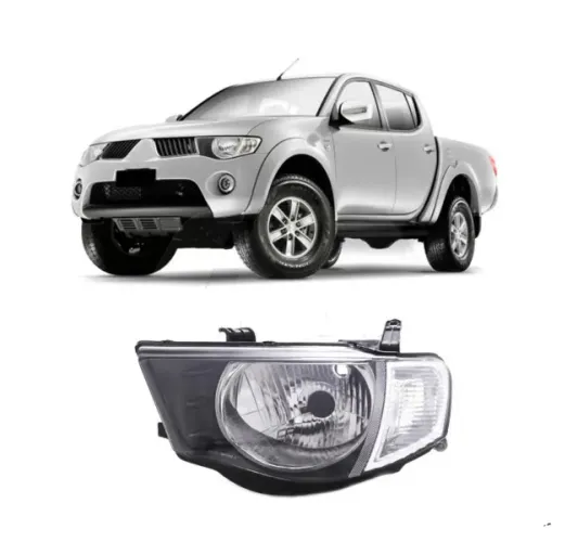 FAROL PRINCIPAL MITSUBISHI L200 TRITON 2009 em diante MANUAL CROMADO ESQUERDO PISCA 