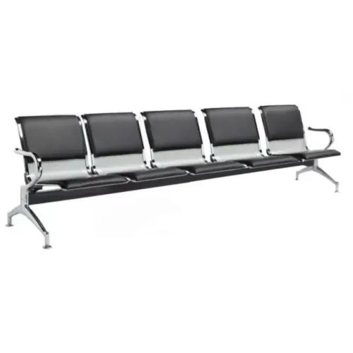 Longarina Aeroporto Estofada 5 Lugares Estrutura Cromada Conforto Durável 33114