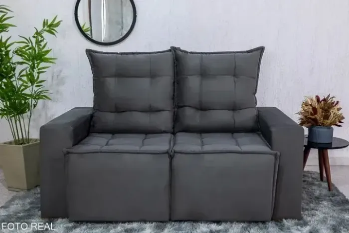 Sofá Retrátil 2 Lugares (1.80m) No Cinza