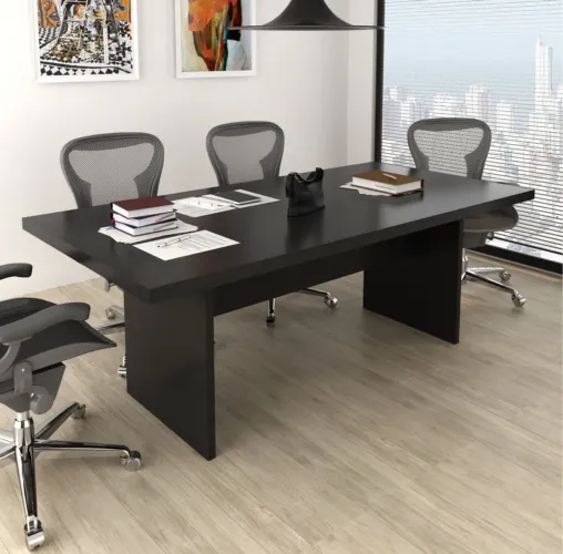 Mesa de Reunião 2.00x1.00 Executiva Preta - Design Moderno