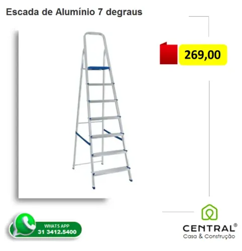 Escada 07 Degraus De Alumínio Mor 1,76M