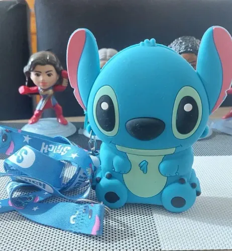 bolsa carteira porta moedas lilo stitch em silicone com alça