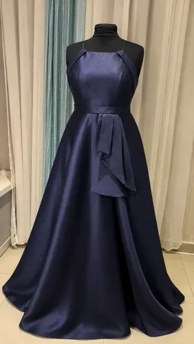 VESTIDO ZIBELINE AZUL MARINHO, FENDA, MADRINHA, CONVIDADA, MÃE, FORMATURA