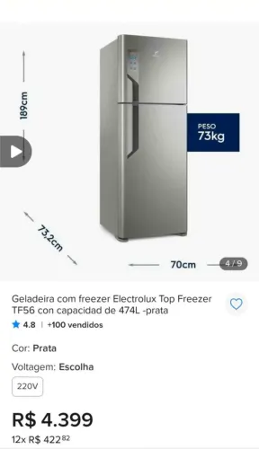 Geladeira Electrolux 474 litros TF56S
