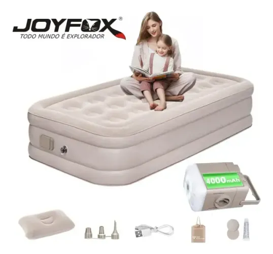 (65) Colchão Inflável Solteiro Joyfox 191x98x46cm Com Inflação Automática