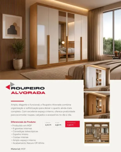 Guarda roupa de casal 6 portas em MDF
