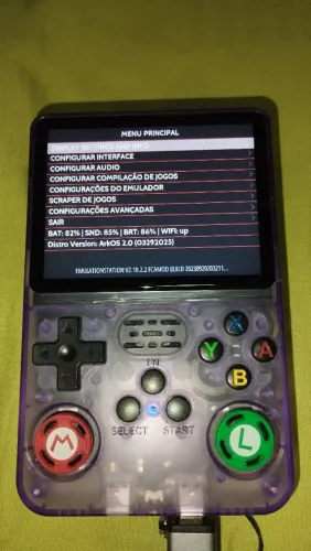 Console Portátil R36S Roxo Transparente (Impecável) + Adaptador Wi-Fi Ugreen