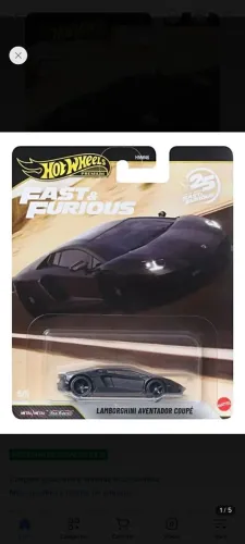 Hotwheels Premium Lamborghini Aventador Coupé Fast & Furious 25 anos