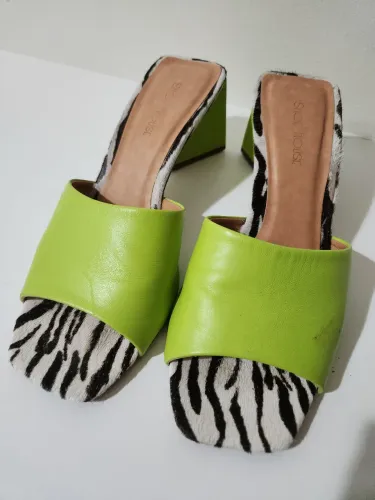tamanco shoe house animal print verde 38