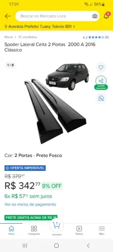 Spoiler Lateral Celta 2 Portas 2000 a 2016 Clássico 