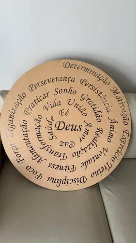 Mandala de palavras 80cm Decoração Mdf Cru