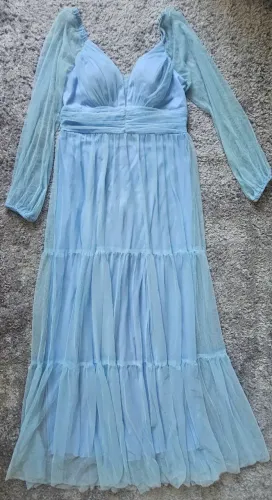 Vestido de Festa/Casamento/Madrinha/ Formatura Longo Azul Serenity - Elegante 