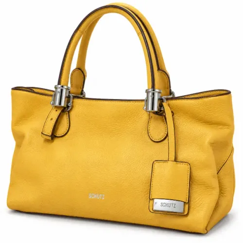 Bolsa Schutz Original em Couro Amarela com Alça Longa