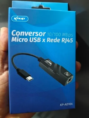 Conversor Micro USB V8 para Rede RJ45