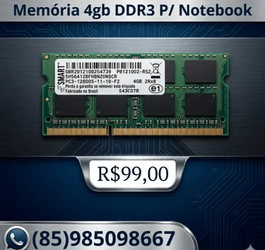 Memória 4gb DDr3 P/ Notebook