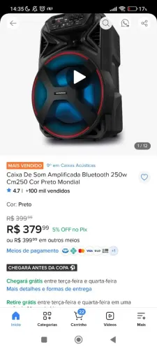 Caixa de som cm-250 mondial