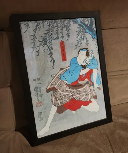 Kit 3 Quadros Ukio-e Atores nos Papéis de Doguya Jinza Foto Poster Moldurado