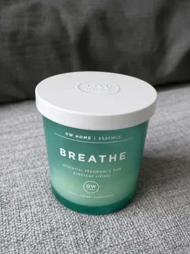 pote de vela aromática dw home breathe verde Com Tampa Hermética
