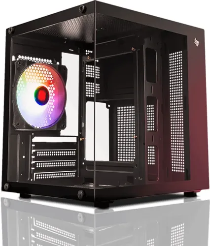GABINETE GAMER PICHAU ATOM, MINI-TOWER, LATERAL DE VIDRO, COM 1 FAN, PRETO, PG-ATOM-BK