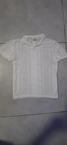 Camiseta infantil em croche branca, tamanho 10