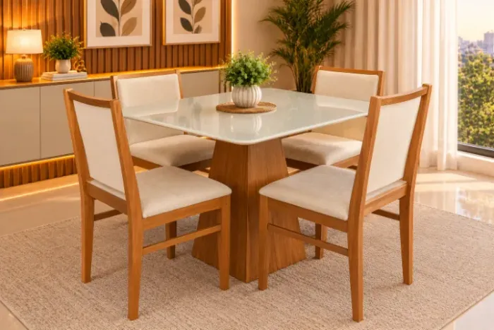 Mesa Prada Com 4 cadeiras Capri (NOVO A PRONTA ENTREGA)