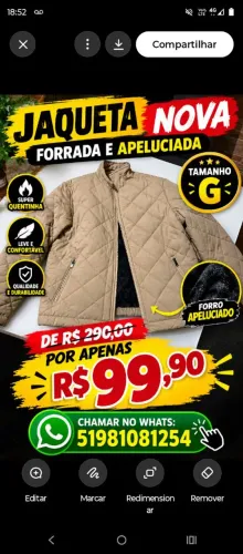 Jaqueta nova tamanho G Apeluciada. Chamar: *