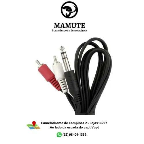 Cabo De Áudio P10 X 2 RCA 1,5m