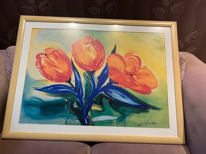 Quadro Floral Grande 1,20 x 0,90 - Com Moldura e Paspatur