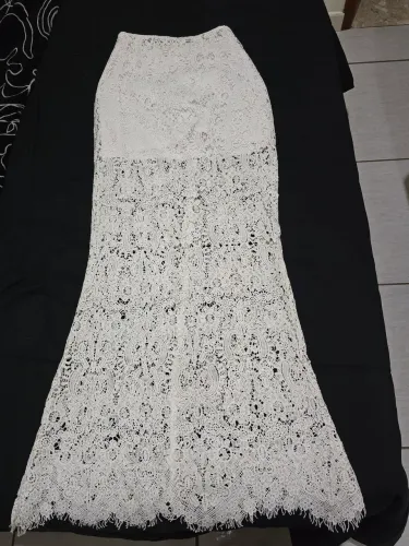 Saia Longa de Renda Branca AK Glamour - Tamanho 38