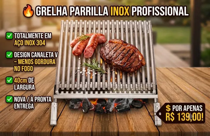 Grelha Parrilla Inox 40cm PROMOÇÃO.