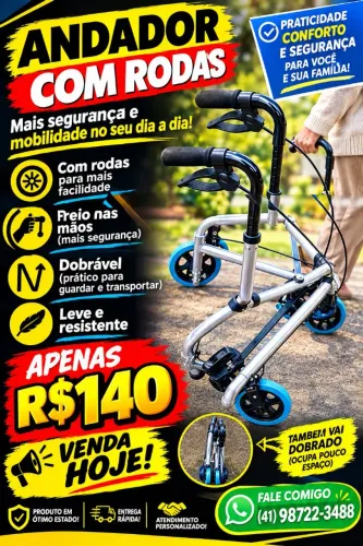 Andador triciclo dobrável