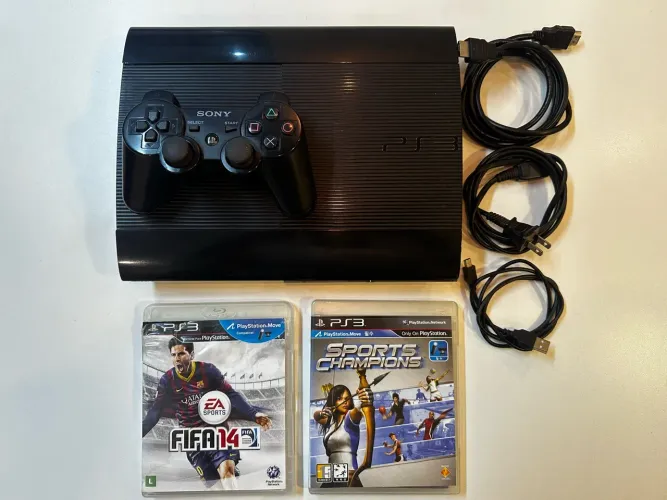 PS3 Super Slim 500gb - Desbloqueado HEN - Completo - Muito novo (LOTADO DE JOGOS)