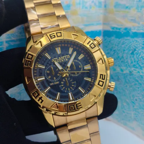 Relógio original prova d'água luxo dourado banhado a ouro